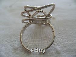 RETRO VINTAGE STERLING SILVER MODERNIST MOD GEOMETRIC RING SIZE 8 or Q HAND MADE