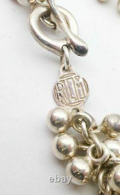 RLM 925 Sterling Silver 126G Beaded Charms Toggle Necklace 16.5 Made In Italy