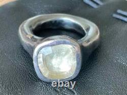 ROSA MARIA Custom Made Sterling Silver White Sapphire Avant Garde Size 12 Ring