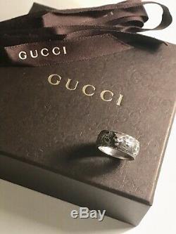 RRP$315 RARE AUTH GUCCI FELINE HEAD 925 STERLING SILVER RING Sz. 22 MADE IN ITALY