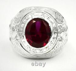 RUBY 4.74 Cts Large US NAVY RING. 925 Sterling Silver Made in USA