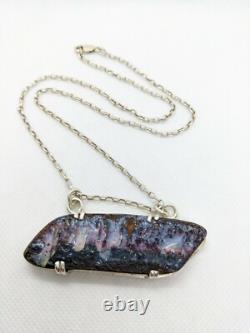 Rare Electric Pink Aust Boulder Opal Hand Made Sterling Silver Necklace. A24b
