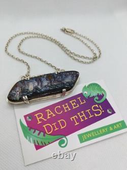 Rare Electric Pink Aust Boulder Opal Hand Made Sterling Silver Necklace. A24b