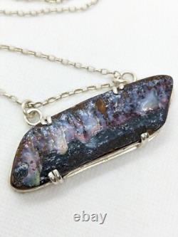 Rare Electric Pink Aust Boulder Opal Hand Made Sterling Silver Necklace. A24b