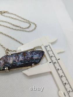 Rare Electric Pink Aust Boulder Opal Hand Made Sterling Silver Necklace. A24b