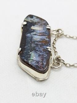 Rare Electric Pink Aust Boulder Opal Hand Made Sterling Silver Necklace. A24b