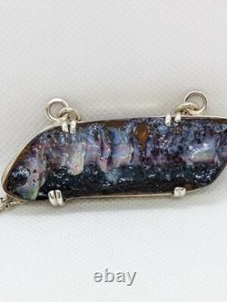 Rare Electric Pink Aust Boulder Opal Hand Made Sterling Silver Necklace. A24b