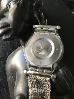 Rare Swatch Skin Watch Element Sterling Silver Swiss Made Argent