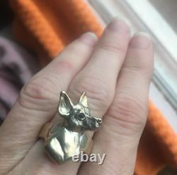 Rat Terrier Sterling Silver Hand Made Detailed Dog Ring In Excellent Condition