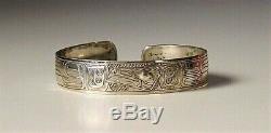 Raven Sterling Silver Cuff Bracelet Made by Tlingit Artist Doug Chilton