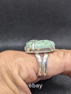 Raw Chrysoprase Nugget Artisan Hand Made Sterling Silver Ring sz8.75. A23c