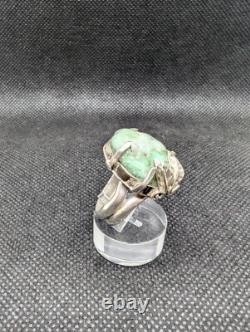 Raw Chrysoprase Nugget Artisan Hand Made Sterling Silver Ring sz8.75. A23c