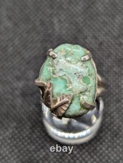 Raw Chrysoprase Nugget Artisan Hand Made Sterling Silver Ring sz8.75. A23c