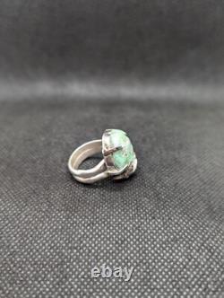 Raw Chrysoprase Nugget Artisan Hand Made Sterling Silver Ring sz8.75. A23c