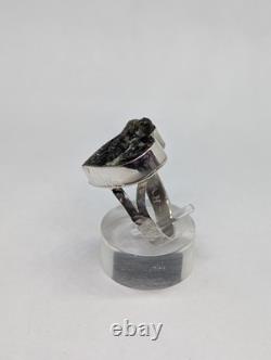 Raw Labradorite Heart Artisan Hand Made Sterling Silver Ring Sz9.5. A7e