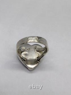 Raw Labradorite Heart Artisan Hand Made Sterling Silver Ring Sz9.5. A7e