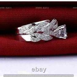 Real 925 Sterling Silver 2.00 CT Round Cut Moissanite Bridal Engagement Ring Set