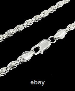 Real 925 Sterling Silver 3.0MM Thick Rope Chain Necklace -20-30- Made in Italy