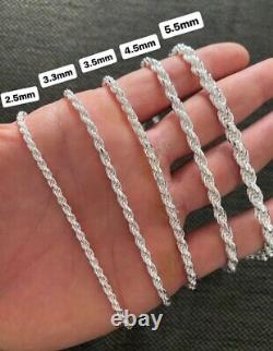 Real 925 Sterling Silver Diamond Cut Rope Chain Made in Italy (1.1mm-5.5mm)