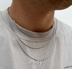 Real 925 Sterling Silver Round Snake Chain Necklace Made in Italy All Sizes