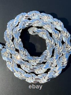 Real Solid 925 Silver 14.5mm Thick Men's Rope Chain Dookie Necklace ITALY MADE
