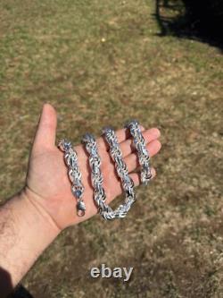 Real Solid 925 Silver 14.5mm Thick Men's Rope Chain Dookie Necklace ITALY MADE