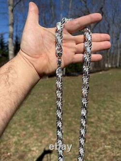 Real Solid 925 Silver 14.5mm Thick Men's Rope Chain Dookie Necklace ITALY MADE