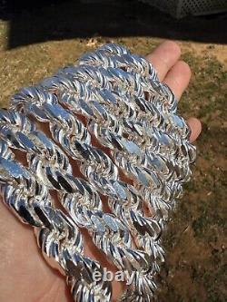 Real Solid 925 Silver 14.5mm Thick Men's Rope Chain Dookie Necklace ITALY MADE