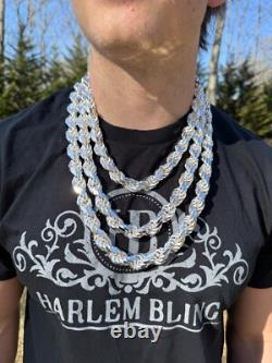 Real Solid 925 Silver 14.5mm Thick Men's Rope Chain Dookie Necklace ITALY MADE