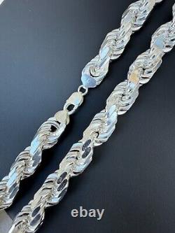 Real Solid 925 Silver 14.5mm Thick Men's Rope Chain Dookie Necklace ITALY MADE