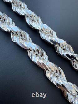 Real Solid 925 Silver 14.5mm Thick Men's Rope Chain Dookie Necklace ITALY MADE