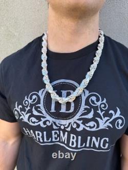 Real Solid 925 Silver 14.5mm Thick Men's Rope Chain Dookie Necklace ITALY MADE