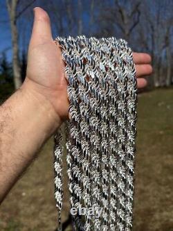 Real Solid 925 Silver 14.5mm Thick Men's Rope Chain Dookie Necklace ITALY MADE