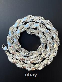 Real Solid 925 Silver 14.5mm Thick Men's Rope Chain Dookie Necklace ITALY MADE