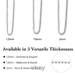 Real Solid 925 Sterling Silver Bead Ball Chain Necklace Made in Italy