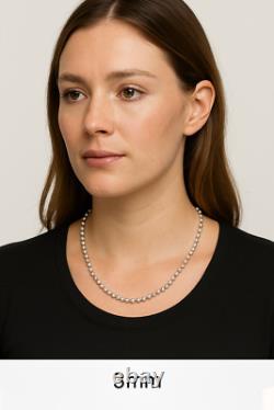 Real Solid 925 Sterling Silver Bead Ball Chain Necklace Made in Italy