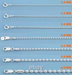 Real Solid 925 Sterling Silver Bead Ball Chain Necklace Made in Italy