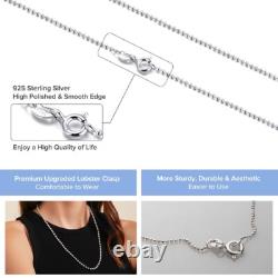 Real Solid 925 Sterling Silver Bead Ball Chain Necklace Made in Italy