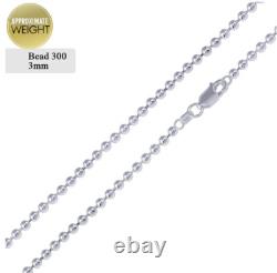 Real Solid 925 Sterling Silver Bead Ball Chain Necklace Made in Italy