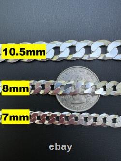 Real Solid 925 Sterling Silver Flat Curb Cuban Link Bracelet 3-10.5mm ITALY MADE