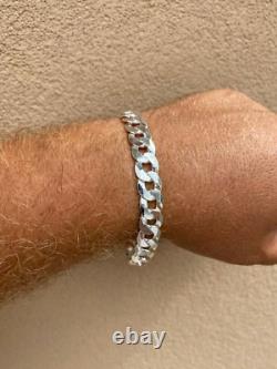 Real Solid 925 Sterling Silver Flat Curb Cuban Link Bracelet 3-10.5mm ITALY MADE