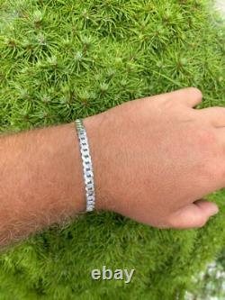 Real Solid 925 Sterling Silver Flat Curb Cuban Link Bracelet 3-10.5mm ITALY MADE