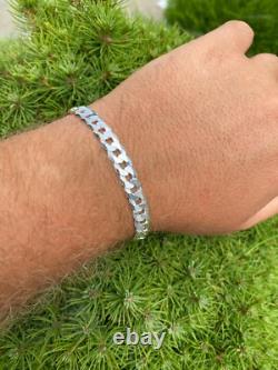 Real Solid 925 Sterling Silver Flat Curb Cuban Link Bracelet 3-10.5mm ITALY MADE