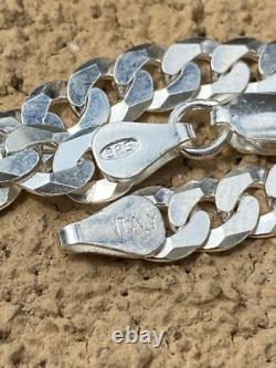 Real Solid 925 Sterling Silver Flat Curb Cuban Link Bracelet 3-10.5mm ITALY MADE