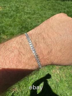 Real Solid 925 Sterling Silver Flat Curb Cuban Link Bracelet 3-10.5mm ITALY MADE