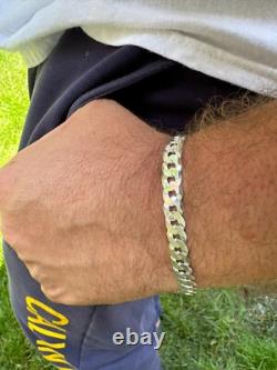 Real Solid 925 Sterling Silver Flat Curb Cuban Link Bracelet 3-10.5mm ITALY MADE