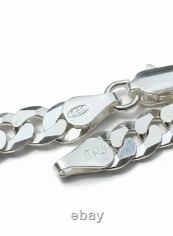 Real Solid 925 Sterling Silver Flat Curb Cuban Link Bracelet 3-10mm ITALY MADE