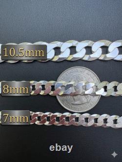 Real Solid 925 Sterling Silver Flat Curb Cuban Link Bracelet 3-10mm ITALY MADE