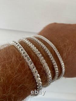 Real Solid 925 Sterling Silver Franco Bracelet 2.5-5mm ITALY MADE Men's Pulsera