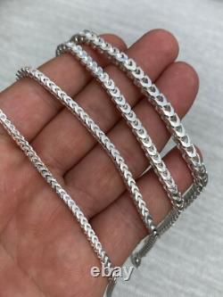 Real Solid 925 Sterling Silver Franco Bracelet 2.5-5mm ITALY MADE Men's Pulsera